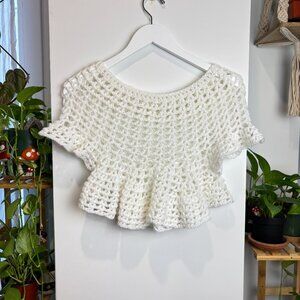 Handmade‎ Crochet White Beach Top Size Small